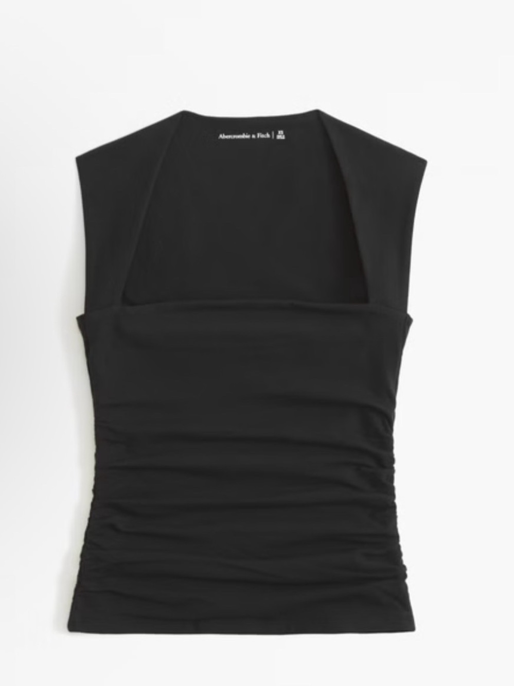 Ava Top NWT Floral Mesh Black Ruched Square-Neck Tank Top